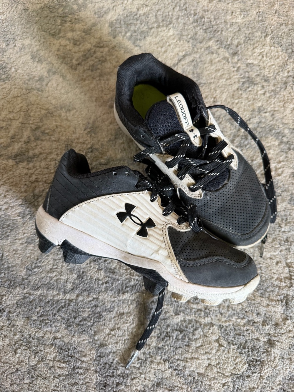 Under Armour Black and White Kids Baseball Cleats